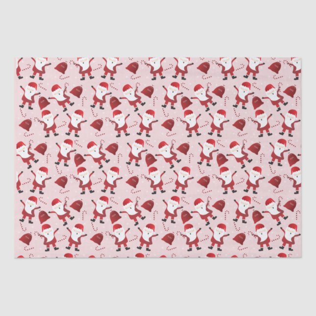 Santa Claus Candy Canes Pattern Red Seidenpapier (Vorderseite)