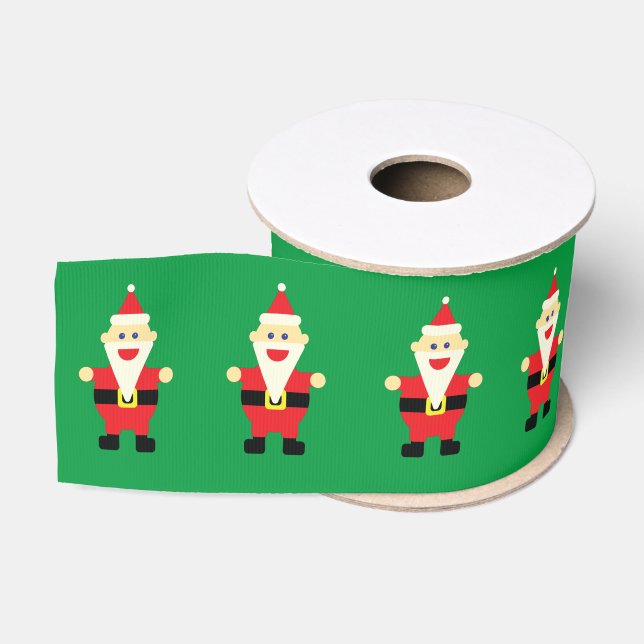 Santa Claus Cartoon Green Red Niedlich Fun Weihnac Ripsband (Spule)