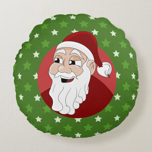 Santa Claus Cartoon Rundes Kissen (Vorderseite)