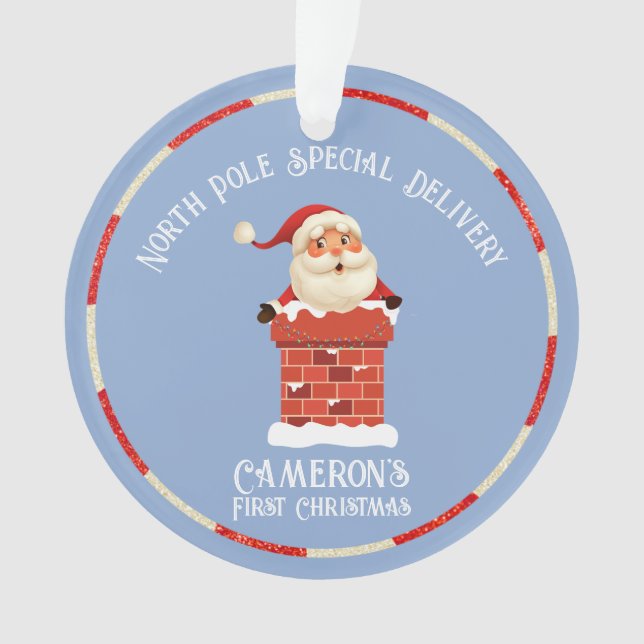 Santa Claus Chimney Custom Foto Erstes Weihnachtsf Ornament (Vorderseite)