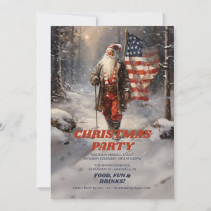 Santa Claus Christmas American Flag Einladung