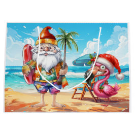 Santa Claus Christmas in July at the beach Große Geschenktüte