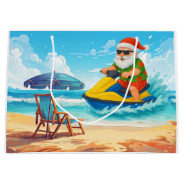 Santa Claus Christmas in July riding jet ski Große Geschenktüte