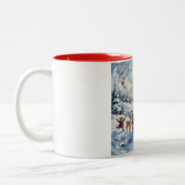Santa Claus Christmas Scene Zweifarbige Tasse