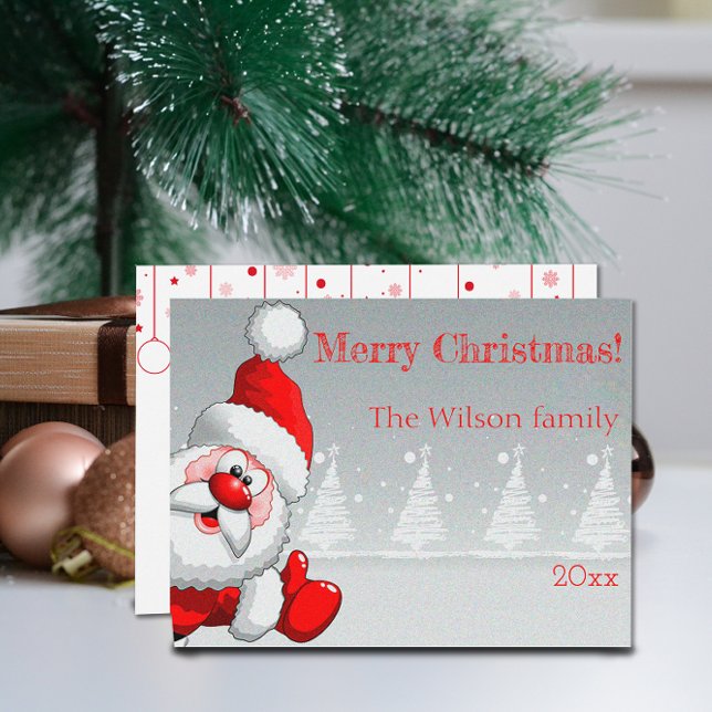 Santa Claus Christmas tree snow  Postcard Postkarte (Von Creator hochgeladen)