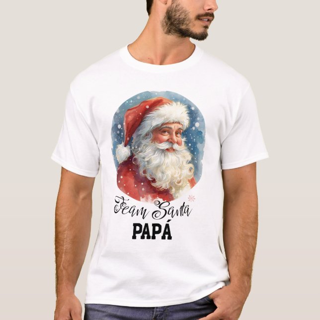 Santa Claus clásico con frase Team Santa Papá  T-Shirt (Vorderseite)
