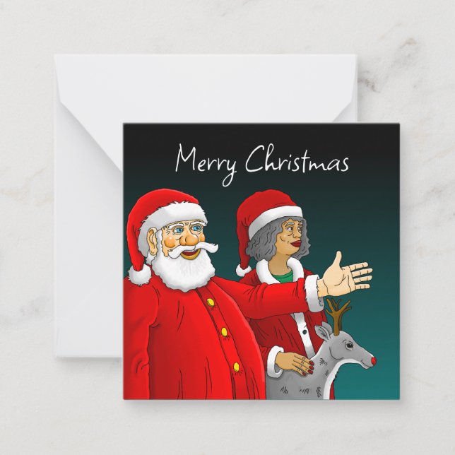 Santa Claus, Claus und Rudolph die Rentiere Mitteilungskarte (Vorderseite)