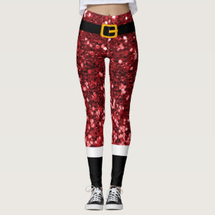 Santa Claus Costume Glitzer Weihnachten Leggings