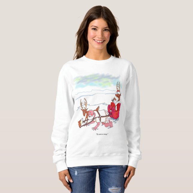 Santa Claus Coup Frauen weißes Sweatshirt (Vorne ganz)