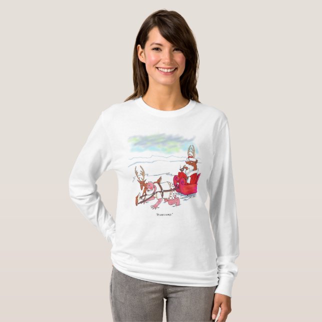 Santa Claus Coup Weibchen Weiße lange Ärmel T - Sh T-Shirt (Vorne ganz)