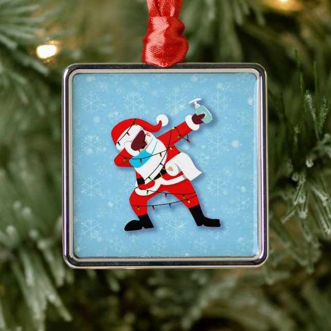 Santa Claus Dabbing Weihnachtscovid Ornament Aus Metall (Baum)