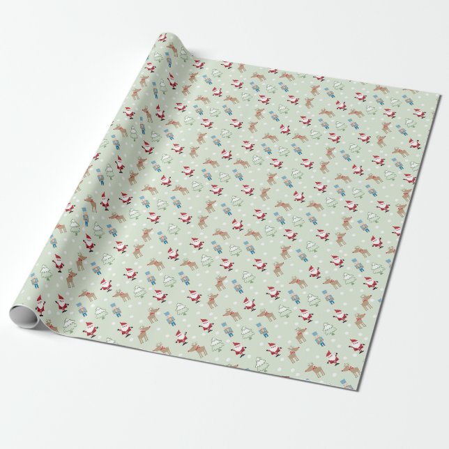 Santa Claus Dekoration Geschenkpapier (Ungerollt)