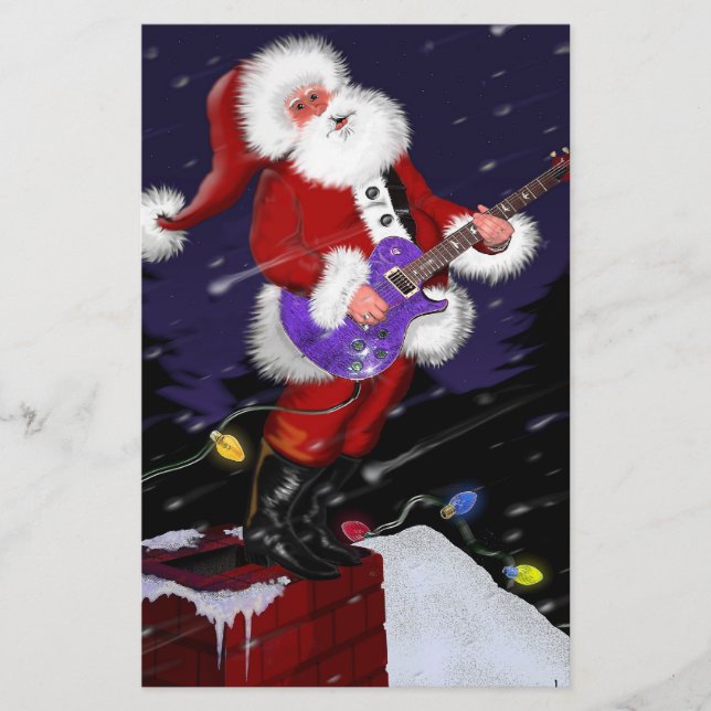 Santa Claus, der Elektrische Gitarre spielt Briefpapier (Vorderseite)