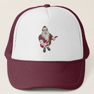 Santa Claus, der Elektrische Gitarre spielt Truckerkappe
