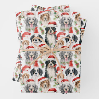 Santa Claus Dogs Pattern Weihnachten Geschenkpapier Set