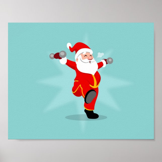 Santa Claus doing fitness exercises Poster (Vorne)