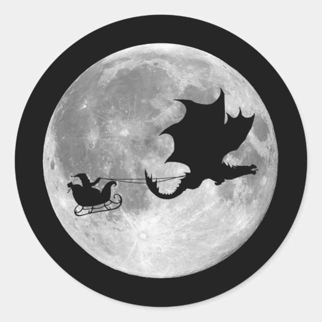 Santa Claus Dragon Rider Sleigh Rider Runder Aufkleber (Vorderseite)