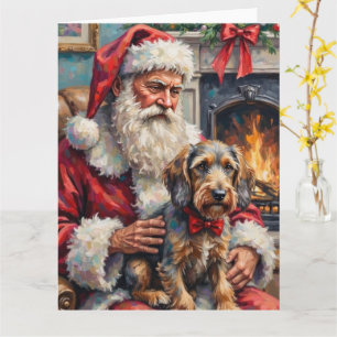 Santa Claus Drahthaar-Griffon Weihnachten Karte