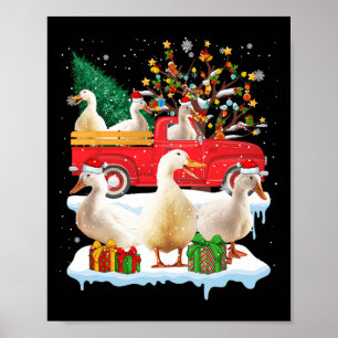 Santa Claus Duck Ride Red Truck Xmas Tree Christma Poster
