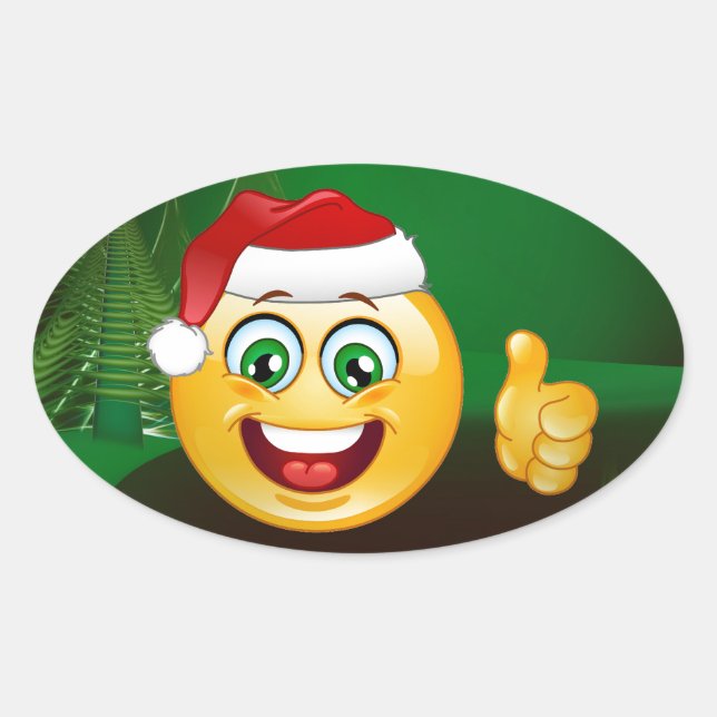 Santa claus emojis ovaler aufkleber (Vorderseite)