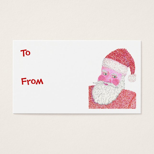Santa Claus en Pointillisme étiquettes cadeaux de  (Devant)