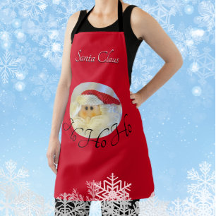 Santa Claus Face Ho Ho Ho mit dem Namen Red Christ Schürze