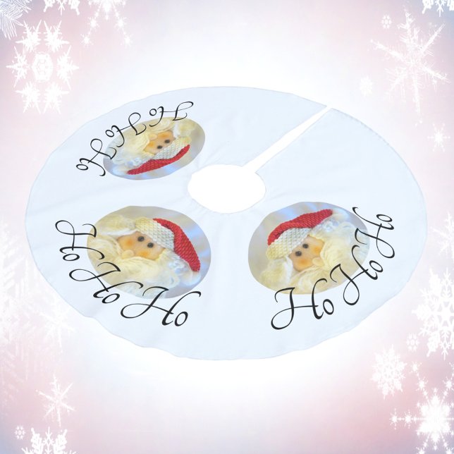 Santa Claus Face Ho Ho Ho White Polyester Weihnachtsbaumdecke (Von Creator hochgeladen)