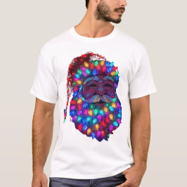 Santa Claus Face Made From Christmas Tree Lights T-Shirt