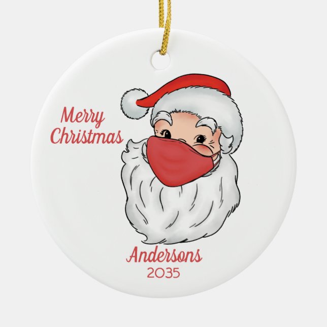 Santa Claus Face Mask Frohe Weihnachten Keramik Ornament (Vorne)