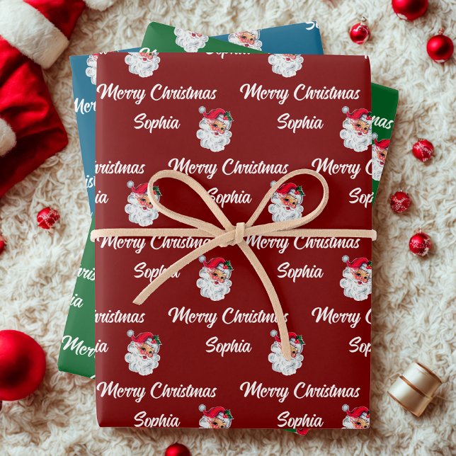 Santa Claus Face | Weihnachtsgeschenk Geschenkpapier Set (Von Creator hochgeladen)
