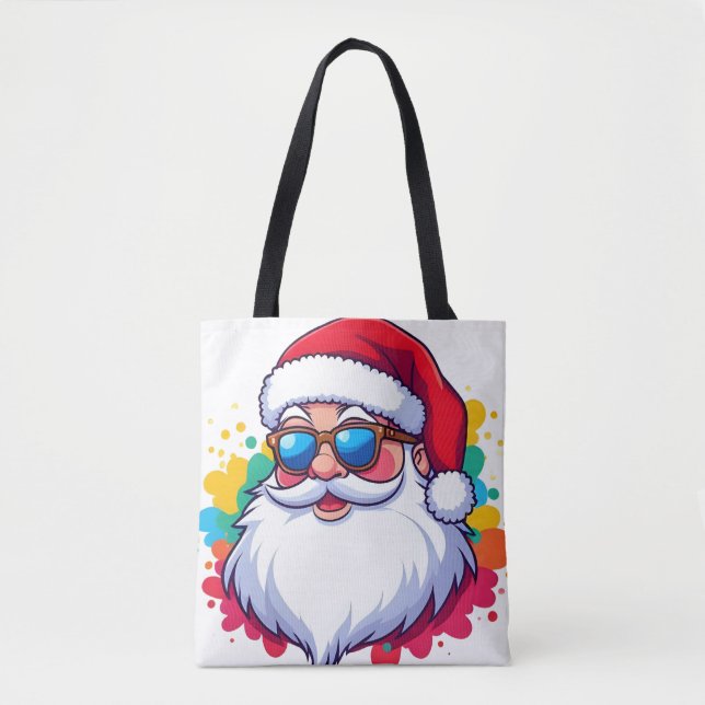 Santa Claus Face With Paint Splatter Christmas Tasche (Vorderseite)