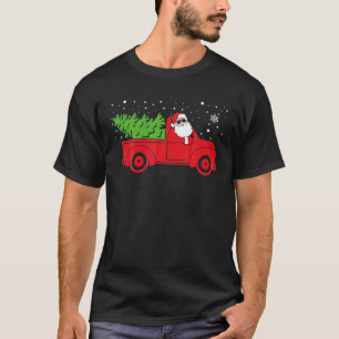 Santa Claus fährt mit rotem Lastwagen Weihnachten T-Shirt