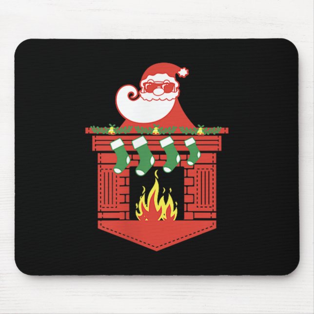 Santa Claus Fireplace Cket Funny Christmas  Mousepad (Vorne)