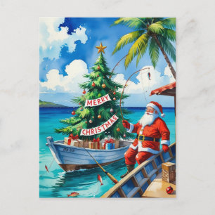 Santa Claus fischt an Weihnachten