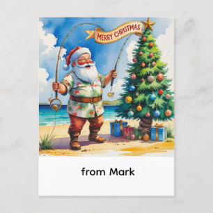 Santa Claus fischt an Weihnachten