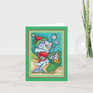 SANTA CLAUS FISH TALES, STARFISH, SAASHELLS Leere Karte