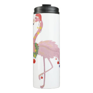 Santa claus flamingo thermosbecher