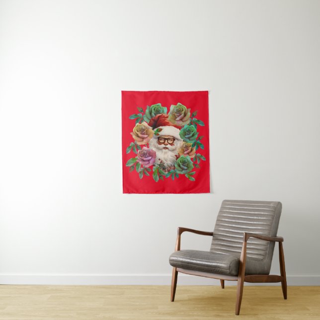 SANTA CLAUS FLORAL CHRISTMAS GIFT WANDTEPPICH (Beispiel)
