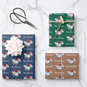 Santa Claus Flying Christmas Sheep Geschenkpapier Set