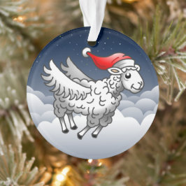 Santa Claus Flying Christmas Sheep Ornament