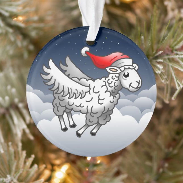Santa Claus Flying Christmas Sheep Ornament (Baum)