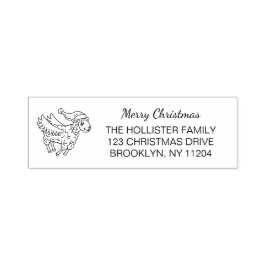 Santa Claus Flying Christmas Sheep Permastempel