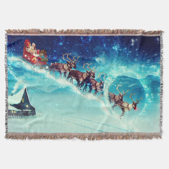 Santa Claus Flying with Rentier Decke (Vorderseite)