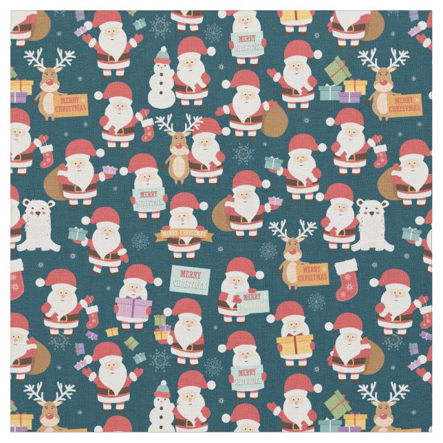 Santa Claus & Friends Pattern Stoff (Nahaufnahme)