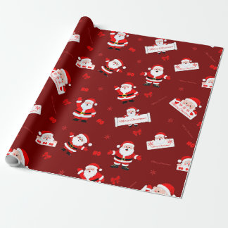 Santa Claus Frohe Weihnachten Rotes Geschenkpapier
