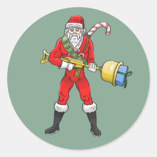 Santa Claus Frohe Weihnachten Teil 2 Runder Aufkleber