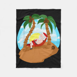 Santa Claus Frory Christmas Beaches Palm Tree Trip Fleecedecke