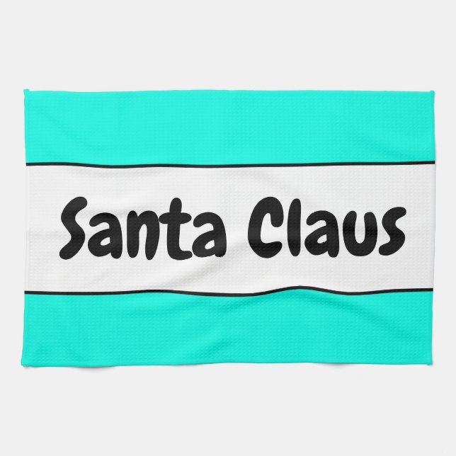 SANTA CLAUS Fun Festivals Bright Minze Weiße Strei Geschirrtuch (Horizontal)