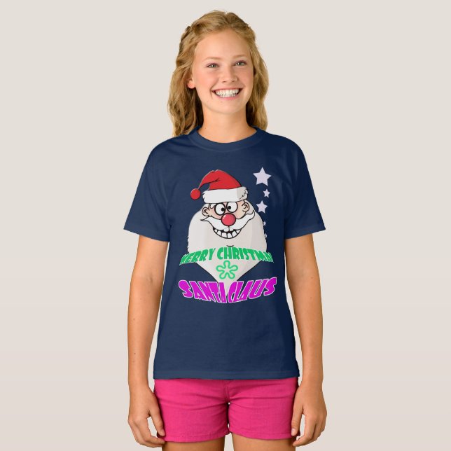 Santa Claus Funny Girl T - Shirt (Vorne ganz)