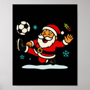 Santa Claus Fußball Sport Spiel Weihnachten Schnee Poster